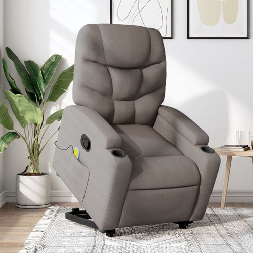 Vidaxl Fauteuil Inclinable De Massage Taupe Tissu
