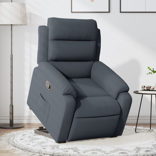 Vidaxl Fauteuil Inclinable Gris Foncé Velours