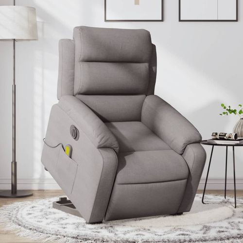 Vidaxl Fauteuil Inclinable De Massage Électrique Taupe Tissu