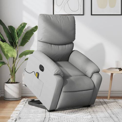 Vidaxl Fauteuil Inclinable De Massage Électrique Gris Clair Tissu