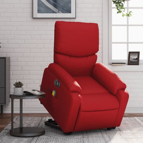 Vidaxl Fauteuil Inclinable De Massage Électrique Rouge Similicuir
