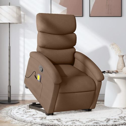 Vidaxl Fauteuil De Massage Inclinable Marron Tissu