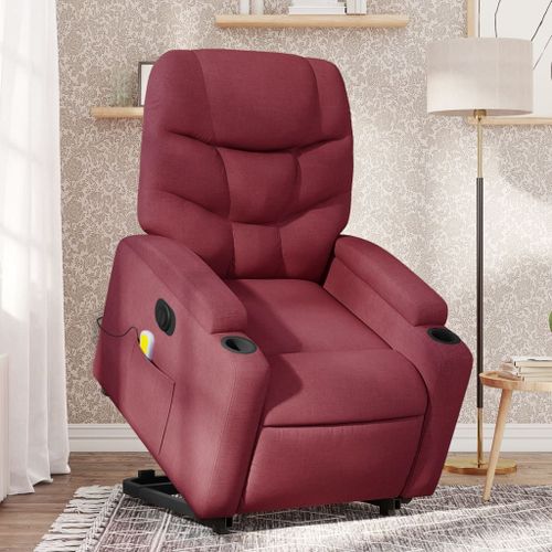 Vidaxl Fauteuil Inclinable De Massage Électrique Rouge Bordeaux Tissu