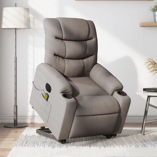 Vidaxl Fauteuil Inclinable De Massage Électrique Taupe Tissu