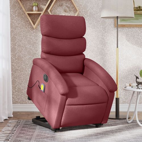 Vidaxl Fauteuil Inclinable De Massage Électrique Rouge Bordeaux Tissu