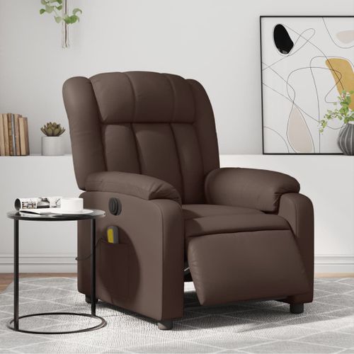 Vidaxl Fauteuil De Massage Inclinable Électrique Marron Similicuir