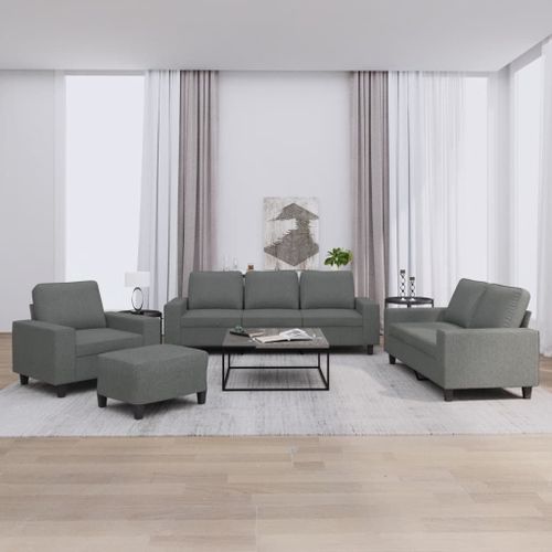 Vidaxl Ensemble De Canapés 4 Pcs Gris Foncé Tissu