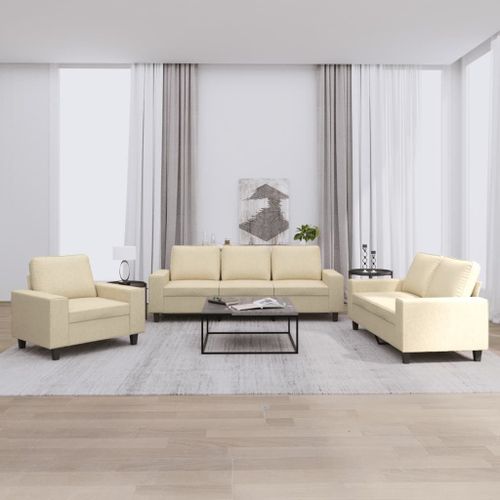 Vidaxl Ensemble De Canapés 3 Pcs Crème Tissu