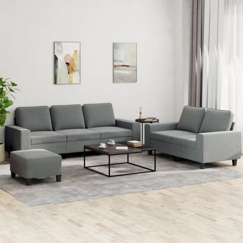Vidaxl Ensemble De Canapés 3 Pcs Gris Foncé Tissu