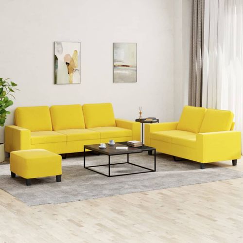 Vidaxl Ensemble De Canapés 3 Pcs Jaune Clair Tissu