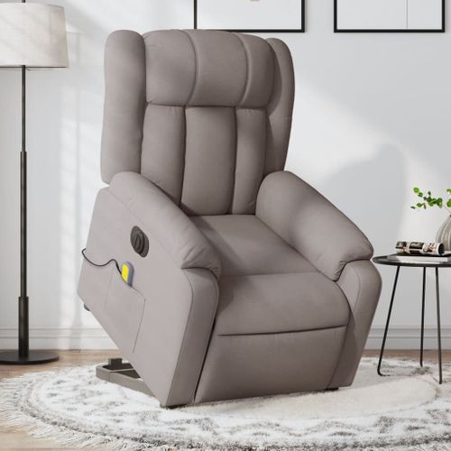 Vidaxl Fauteuil Inclinable De Massage Électrique Taupe Tissu