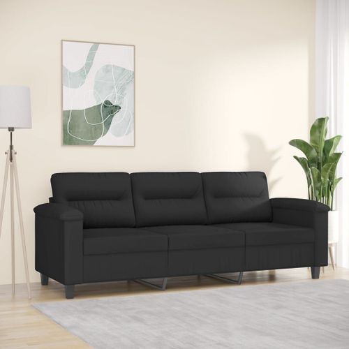 Vidaxl Canapé À 3 Places Noir 180 Cm Tissu Microfibre