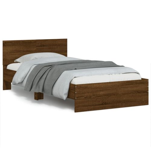 Vidaxl Cadre De Lit Avec Tête De Lit Chêne Marron 100x200 Cm