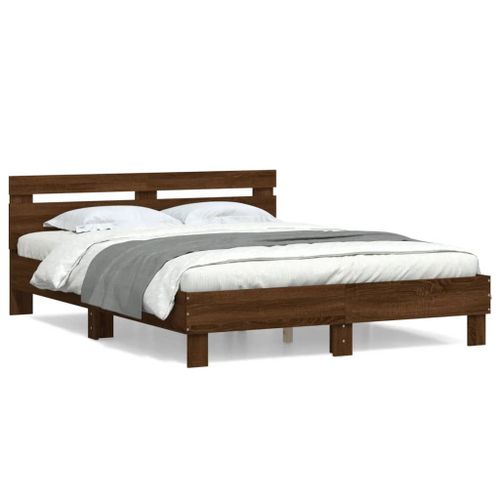 Vidaxl Cadre De Lit Avec Tête De Lit Chêne Marron 140x190 Cm