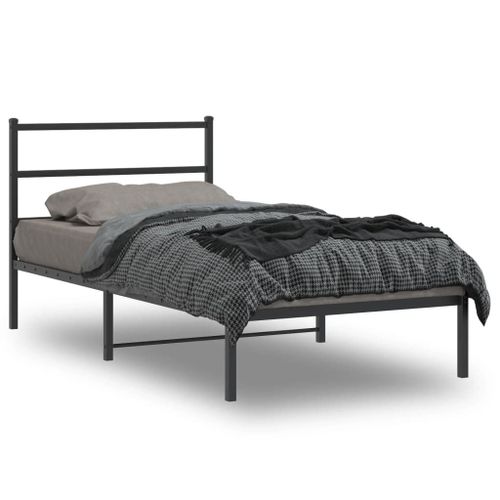 Vidaxl Cadre De Lit Métal Avec Tête De Lit Noir 100x190 Cm