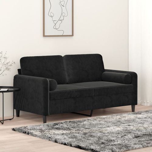Vidaxl Canapé 2 Places Avec Oreillers Décoratifs Noir 140 Cm Velours