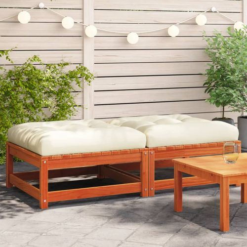Vidaxl Repose-Pieds De Jardin Avec Coussins 2 Pcs Bois Massif Pin