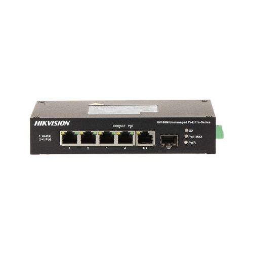 Switch PoE 4 ports non-manageable - Gigabit 10/1000 Mbps - Hikvision