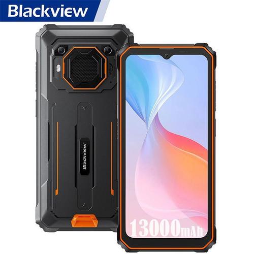 Téléphone Portable Incassable Blackview BV6200 Pro Android 13 6,56" HD+ 13000mAh/18W 8Go+128Go 13MP Étanché,Face ID,Dual SIM Orange