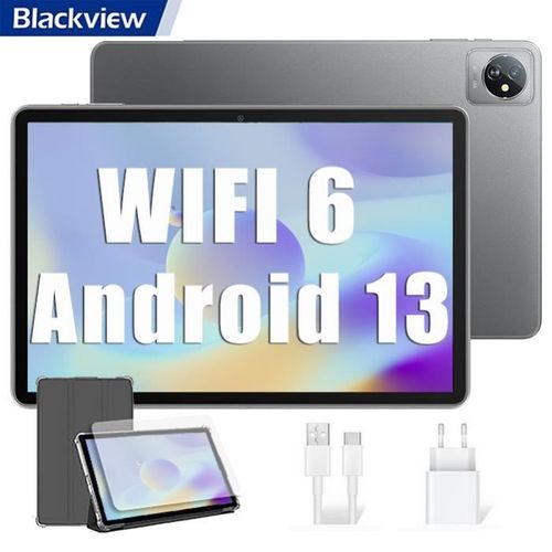 Blackview Tab 70 WiFi Tablette Tactile 10.1 pouces HD+ IPS Android 13 2.4G+5G WiFi 6, RAM 6 Go ROM 64 Go-SD 1 To 6580mAh - Gris