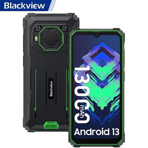 Blackview BV6200 Téléphone Portable Incassable 6,56" Android 13 13000mAh 8Go+64Go 8MP+13MP IP68 Étanché,Face ID,Dual SIM - Vert