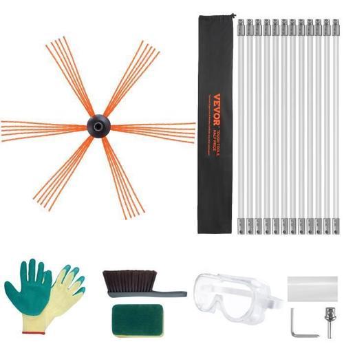 Brosse de Ramonage Cheminée - VEVOR - Kit de Ramonage Poêle Pellet 12 m Brosse Rotative 12 Tiges Flexibles Nylon