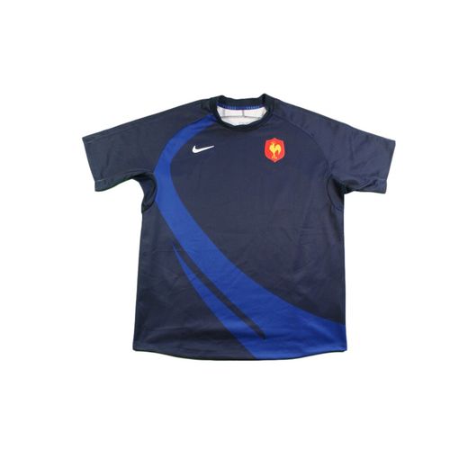 Maillot Rugby Rétro Équipe De France Bleu Manches Courtes