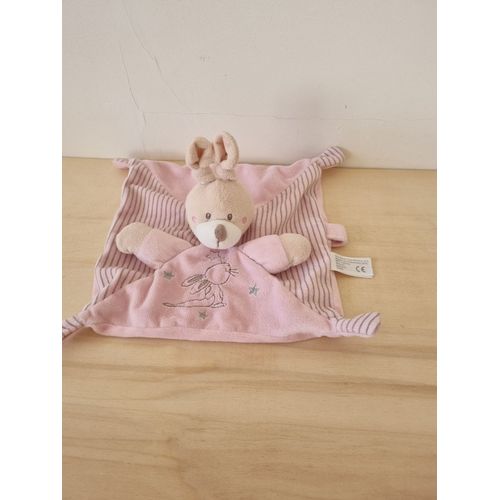 Doudou Lapin Rose Broderie Lapin Simba Toys Benelux