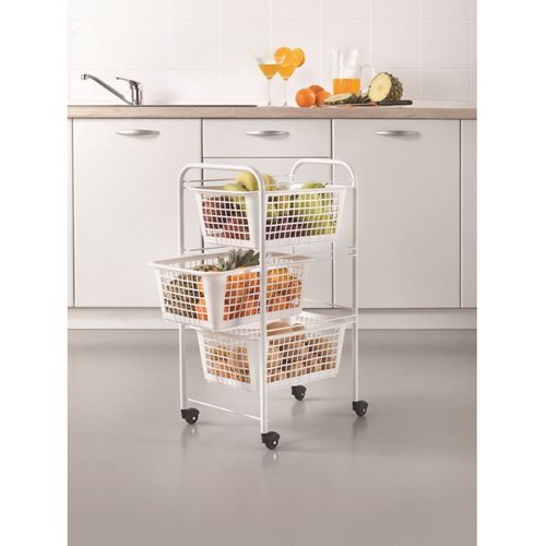 Chariot De Cuisine À Roulette - 3 Paniers - Rangement De Cuisine