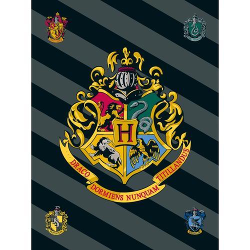 Harry Potter - Couverture Polaire "4 Maisons" - 100 X 150 Cm