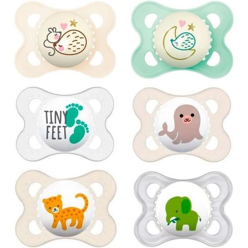 Mam Lot De 6 Tétines Originales « Skin Soft » En Silicone Pearl Exotic 0-6 Mois Avec 2 Boîtes De Transport Stérilisation91
