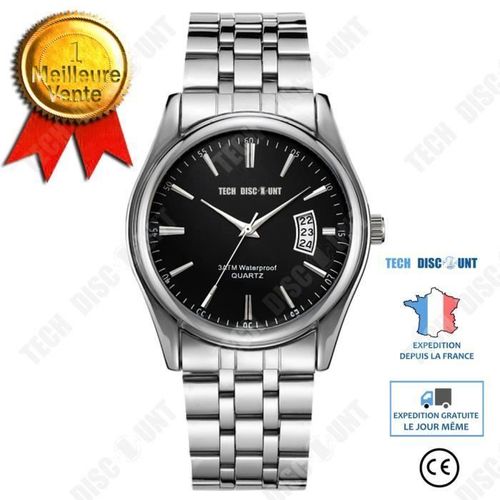 Td® Mode Mode Acier Bande Hommes Calendrier Étanche Montre Originale Mouvement À Quartz Montre Élite Style