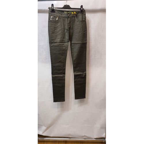 Pantalon Taille Basse Enduit Huile Kaki Femme New Jacket Paris Taille 36