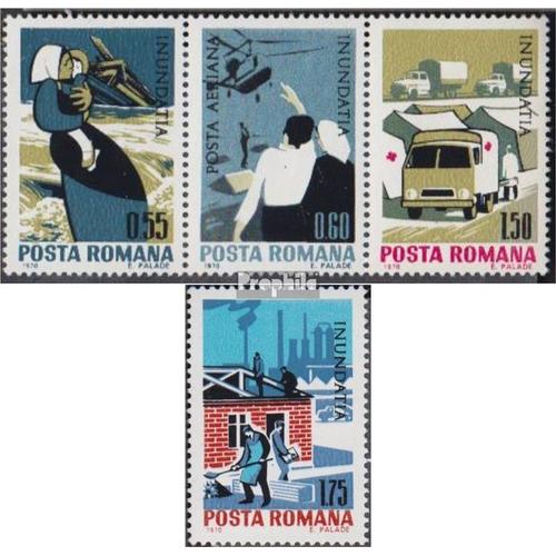 Roumanie Mer.-No.: 2883-2885 Bande De Trois, 2886 (Complète Edition) Neuf Avec Gomme Originale 1970 Aide Inondations