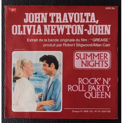 Bande Originale Du Film "Grease " - Summer Nights 3'36 + Rock'n' Roll Party Queen 2'08 - John Travolta & Olivia Newton-John - Sp/45rpm/7" - Boutique Axonalix
