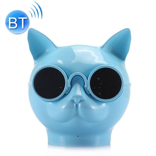 Haut-parleurs Bluetooth Stéréo Forme Mini Chat Mains Libres/Carte TF/FM + SD 8Go Bleu YONIS