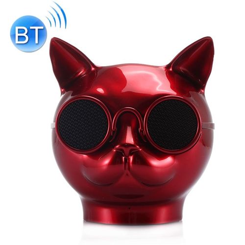 Haut-parleurs Bluetooth Stéréo Forme Mini Chat Mains Libres/Carte TF/FM + SD 8Go Rouge YONIS
