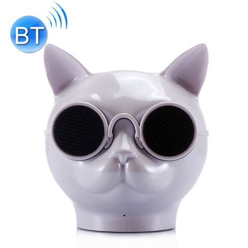 Haut-parleurs Bluetooth Stéréo Forme Mini Chat Mains Libres/Carte TF/FM + SD 8Go Blanc YONIS