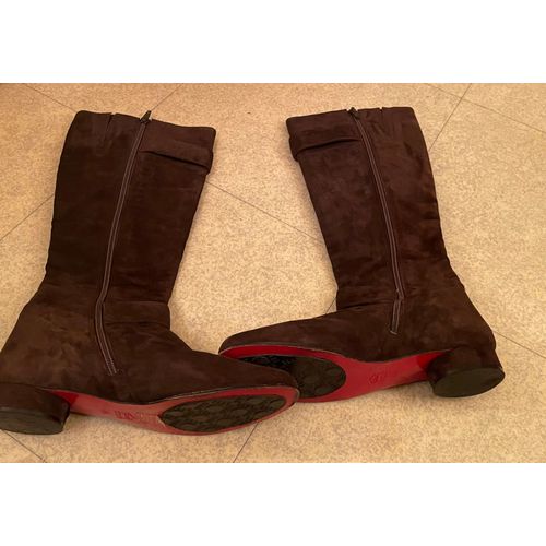 Bottes Vintage Nubuck Marron Glacé Elle Petit Talon Bout Arrondi 38