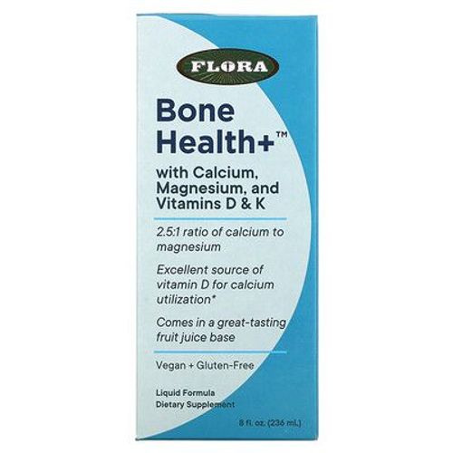 Flora Bone Health+ Avec Calcium, Magnésium Et Vitamines D Et K, Liquide, 236 Ml 