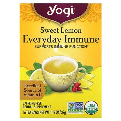 Yogi Tea Citron Doux Everyday Immunitaire, Sans Caféine, 16 Sachets De Thé, 32 G Chacun 