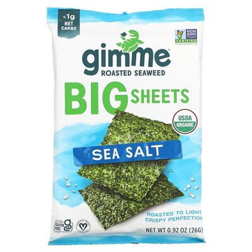 gimMe Algues grillées de qualité supérieure, Big Sheets, Sel de mer, 26 g
