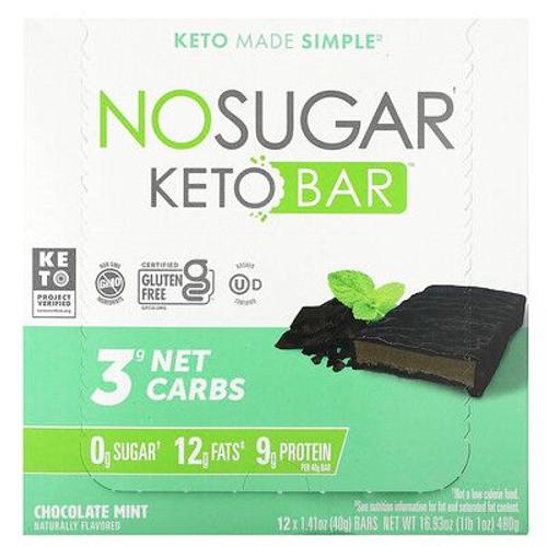 No Sugar Company Barre Keto, Chocolat Et Menthe, 12 Barres, 40 G Chacune