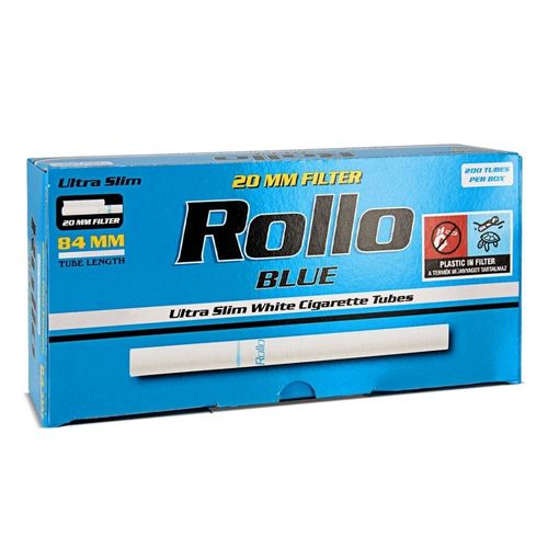 1 boite 200 tubes ultra slim 84 mm rollo blue