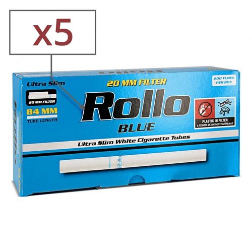 5 boites 200 tubes ultra slim 84 mm rollo blue