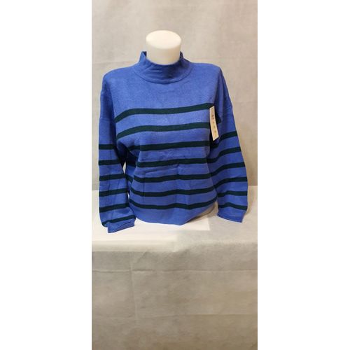 Pull Col Montant Bleu Marine Femme By-L-Studio Paris Taille Unique