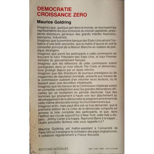 Démocratie Croissance Zéro, Maurice Goldring