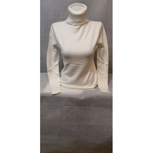 Pull Col Roule Blanc Femme By-L-Studio Paris Taille Unique