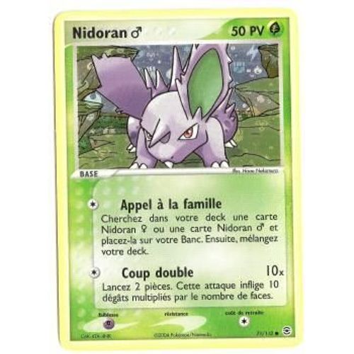 Carte Holo: Nidoran 71/112 Rouge Feu V Feuille