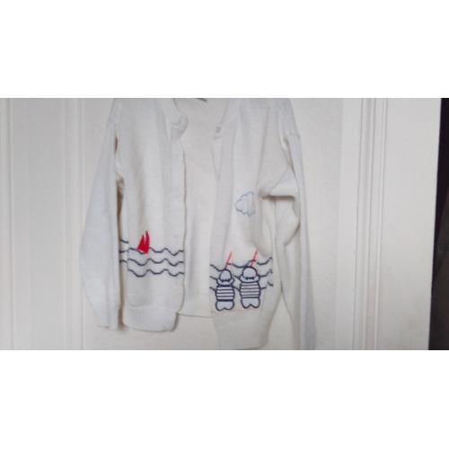 Joli Gilet Fille Blanc Style Marin " Jacadi " Taille 6 Ans Idee Cadeau